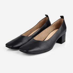 Poppy Barley Daily Pump black leather work heels EUC size 7